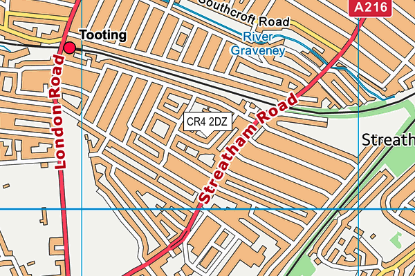 CR4 2DZ map - OS VectorMap District (Ordnance Survey)