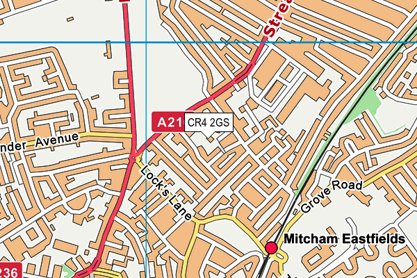 CR4 2GS map - OS VectorMap District (Ordnance Survey)