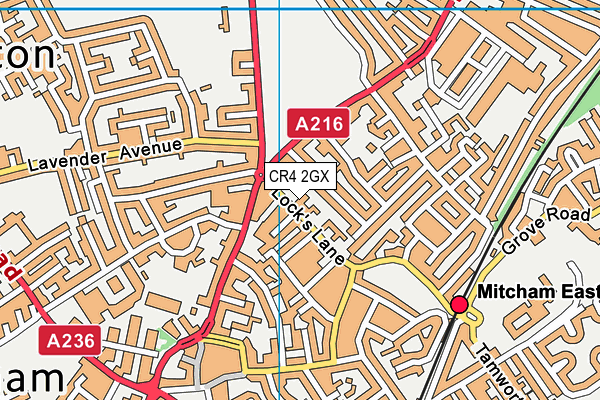 CR4 2GX map - OS VectorMap District (Ordnance Survey)