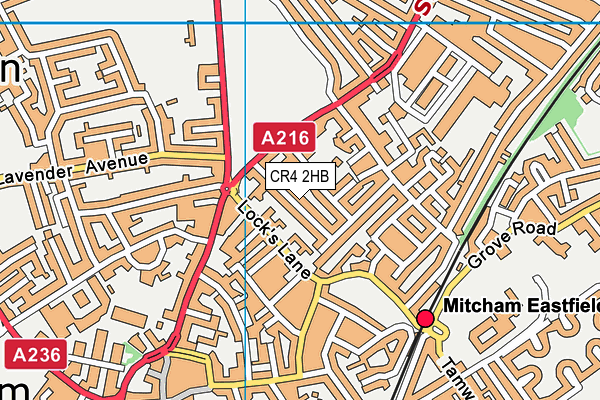 CR4 2HB map - OS VectorMap District (Ordnance Survey)