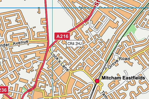 CR4 2HJ map - OS VectorMap District (Ordnance Survey)