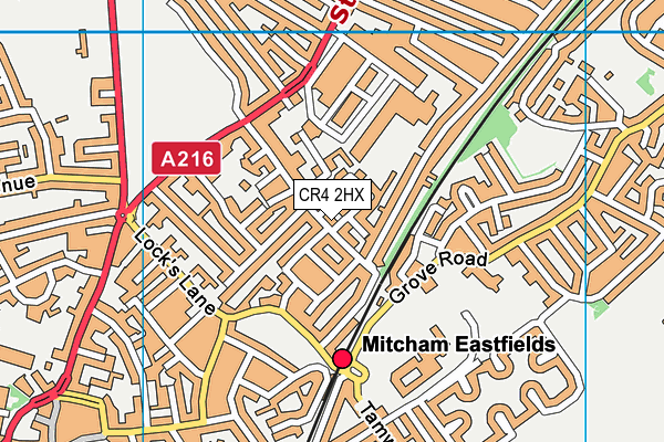 CR4 2HX map - OS VectorMap District (Ordnance Survey)