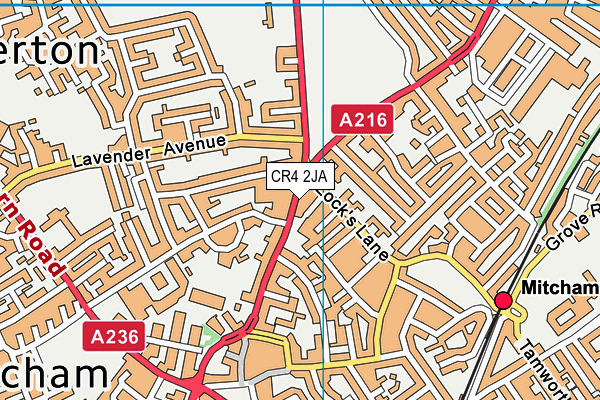 CR4 2JA map - OS VectorMap District (Ordnance Survey)