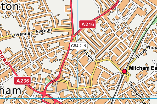 CR4 2JN map - OS VectorMap District (Ordnance Survey)