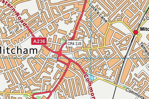 CR4 2JS map - OS VectorMap District (Ordnance Survey)
