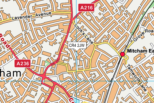 CR4 2JW map - OS VectorMap District (Ordnance Survey)