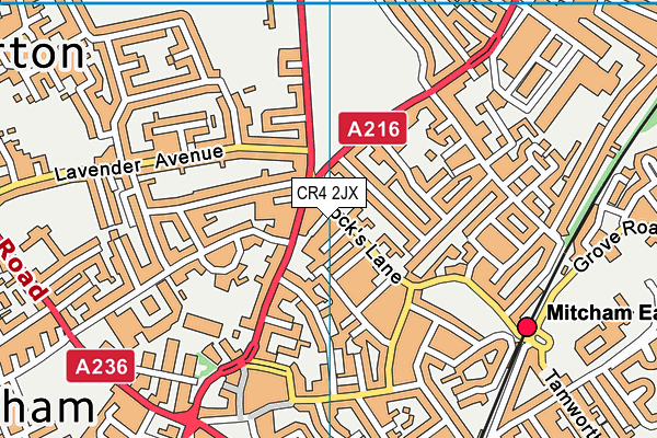 CR4 2JX map - OS VectorMap District (Ordnance Survey)