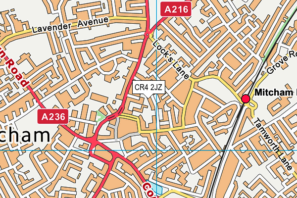 CR4 2JZ map - OS VectorMap District (Ordnance Survey)