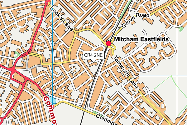 CR4 2NE map - OS VectorMap District (Ordnance Survey)