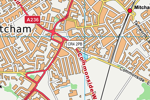CR4 2PB map - OS VectorMap District (Ordnance Survey)