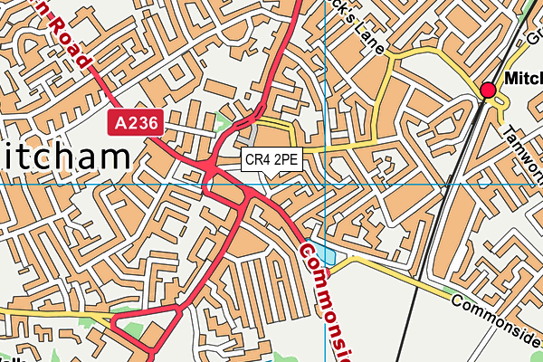 CR4 2PE map - OS VectorMap District (Ordnance Survey)