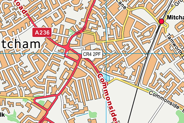 CR4 2PF map - OS VectorMap District (Ordnance Survey)