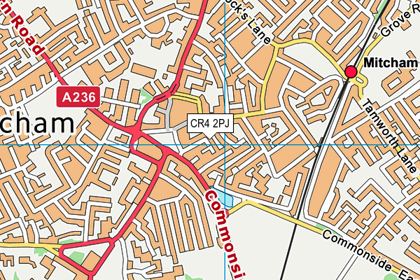 CR4 2PJ map - OS VectorMap District (Ordnance Survey)