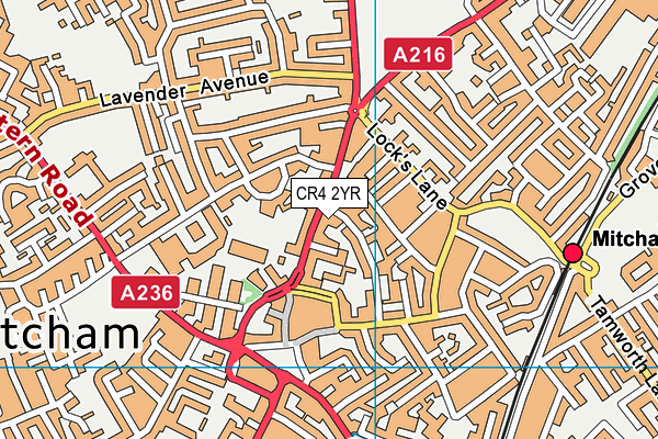CR4 2YR map - OS VectorMap District (Ordnance Survey)