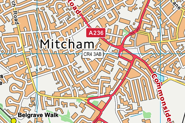 CR4 3AB map - OS VectorMap District (Ordnance Survey)