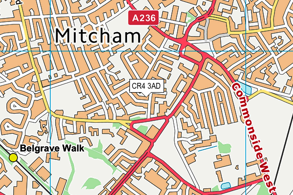 CR4 3AD map - OS VectorMap District (Ordnance Survey)