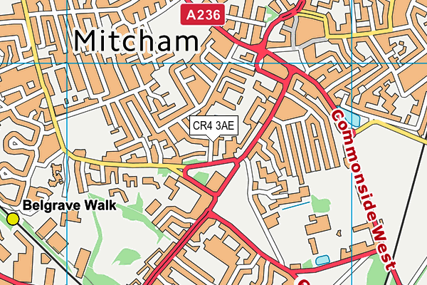 CR4 3AE map - OS VectorMap District (Ordnance Survey)