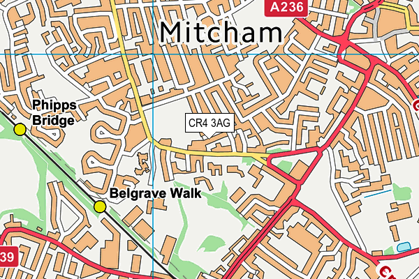 CR4 3AG map - OS VectorMap District (Ordnance Survey)