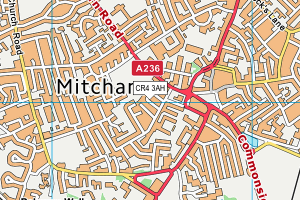 CR4 3AH map - OS VectorMap District (Ordnance Survey)