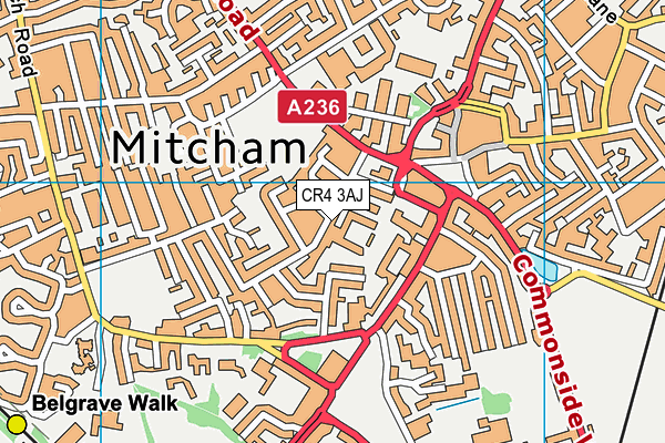 CR4 3AJ map - OS VectorMap District (Ordnance Survey)