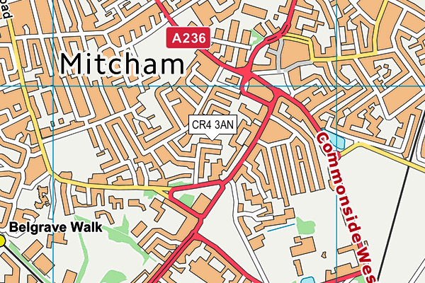 CR4 3AN map - OS VectorMap District (Ordnance Survey)