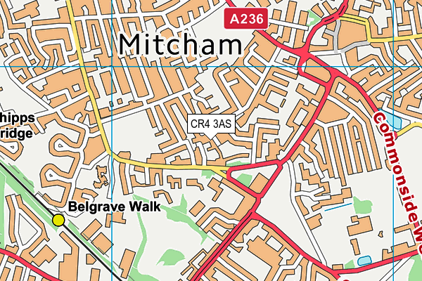 CR4 3AS map - OS VectorMap District (Ordnance Survey)