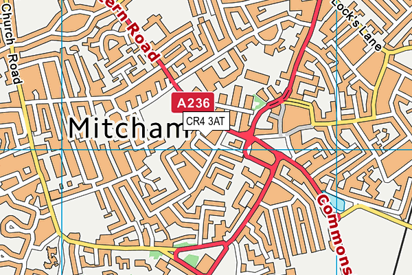 CR4 3AT map - OS VectorMap District (Ordnance Survey)