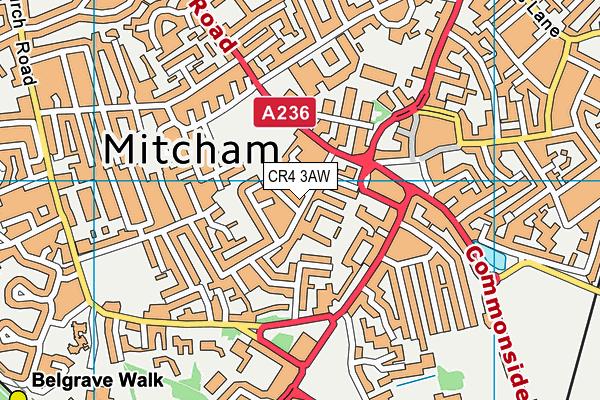 CR4 3AW map - OS VectorMap District (Ordnance Survey)