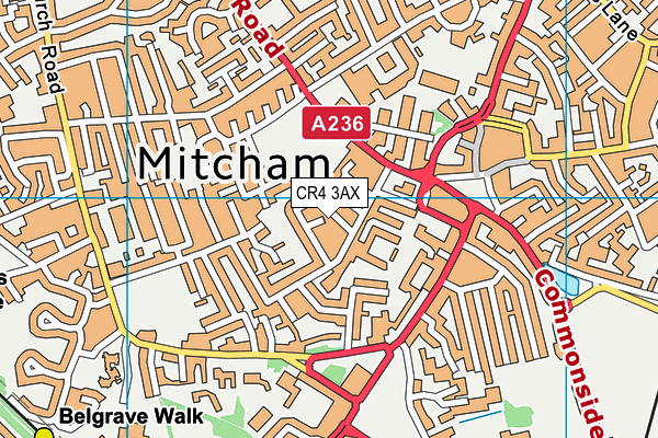 CR4 3AX map - OS VectorMap District (Ordnance Survey)