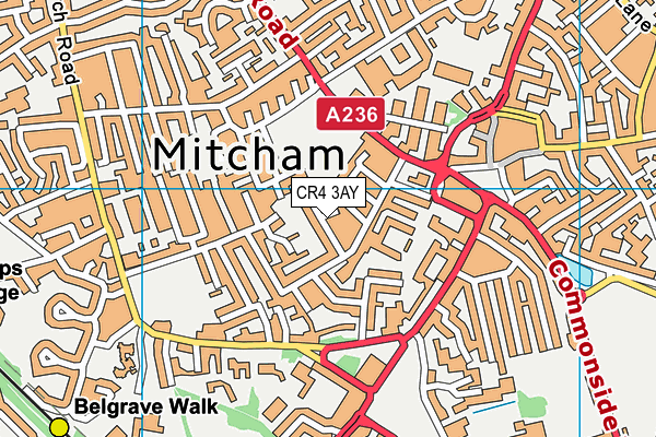 CR4 3AY map - OS VectorMap District (Ordnance Survey)