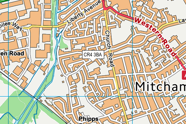 CR4 3BA map - OS VectorMap District (Ordnance Survey)