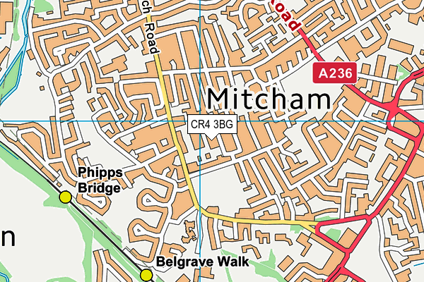 CR4 3BG map - OS VectorMap District (Ordnance Survey)