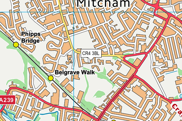 CR4 3BL map - OS VectorMap District (Ordnance Survey)