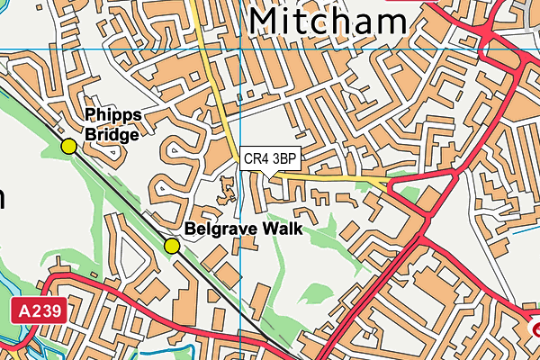 CR4 3BP map - OS VectorMap District (Ordnance Survey)