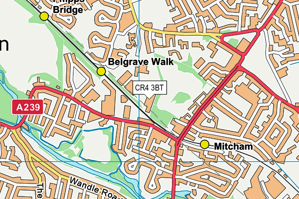 CR4 3BT map - OS VectorMap District (Ordnance Survey)