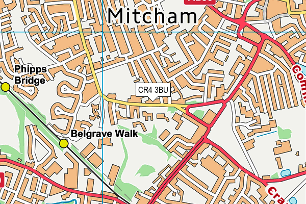 CR4 3BU map - OS VectorMap District (Ordnance Survey)