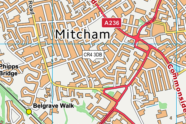 CR4 3DB map - OS VectorMap District (Ordnance Survey)