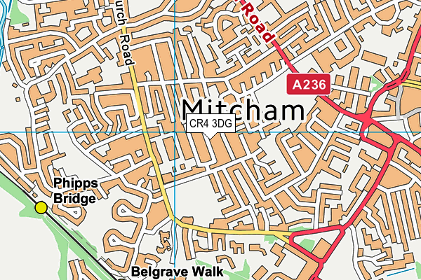 CR4 3DG map - OS VectorMap District (Ordnance Survey)