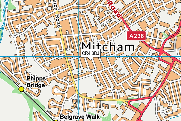 CR4 3DJ map - OS VectorMap District (Ordnance Survey)