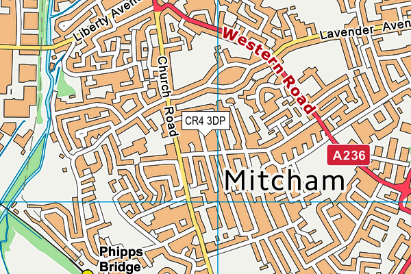 CR4 3DP map - OS VectorMap District (Ordnance Survey)