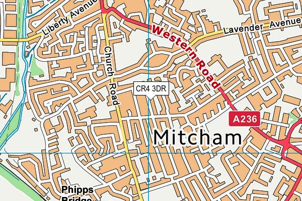 CR4 3DR map - OS VectorMap District (Ordnance Survey)