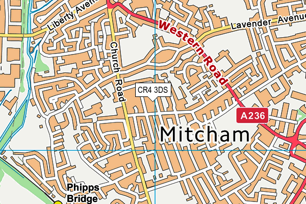 CR4 3DS map - OS VectorMap District (Ordnance Survey)