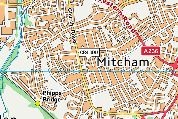 CR4 3DU map - OS VectorMap District (Ordnance Survey)