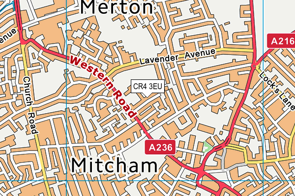 CR4 3EU map - OS VectorMap District (Ordnance Survey)