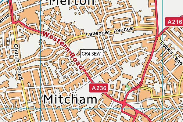 CR4 3EW map - OS VectorMap District (Ordnance Survey)