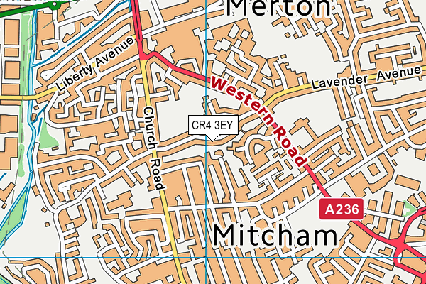 CR4 3EY map - OS VectorMap District (Ordnance Survey)