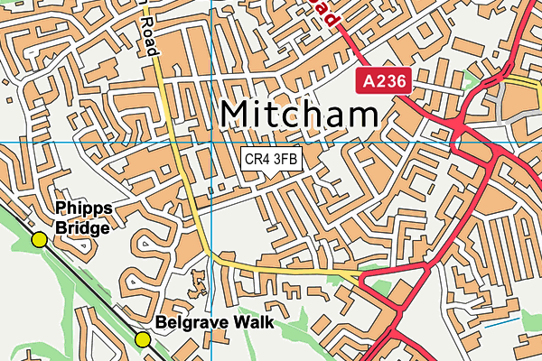 CR4 3FB map - OS VectorMap District (Ordnance Survey)