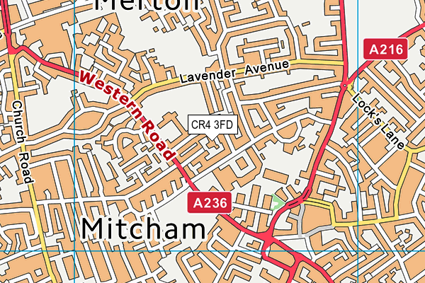 CR4 3FD map - OS VectorMap District (Ordnance Survey)