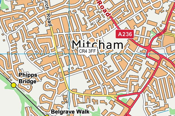 CR4 3FF map - OS VectorMap District (Ordnance Survey)