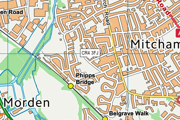 CR4 3FJ map - OS VectorMap District (Ordnance Survey)